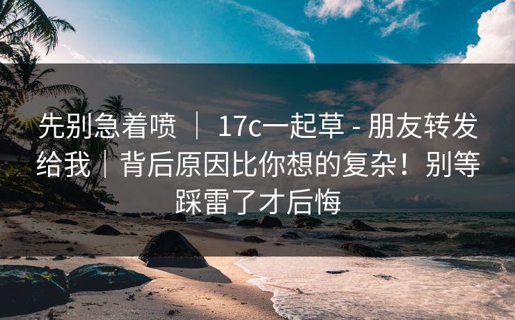先别急着喷 ｜ 17c一起草 - 朋友转发给我｜背后原因比你想的复杂！别等踩雷了才后悔